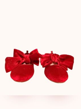 Old Navy Red Velvet Bow Baby Shoes